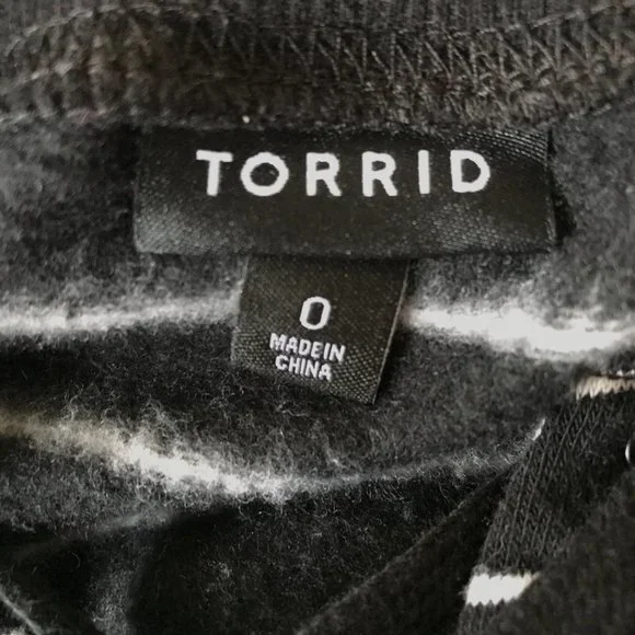 Torrid Black Stripe Lace-Up Fleece Sweatshirt Torrid 0 Size 10-12 Raglan Sleeves - Picture 11 of 12